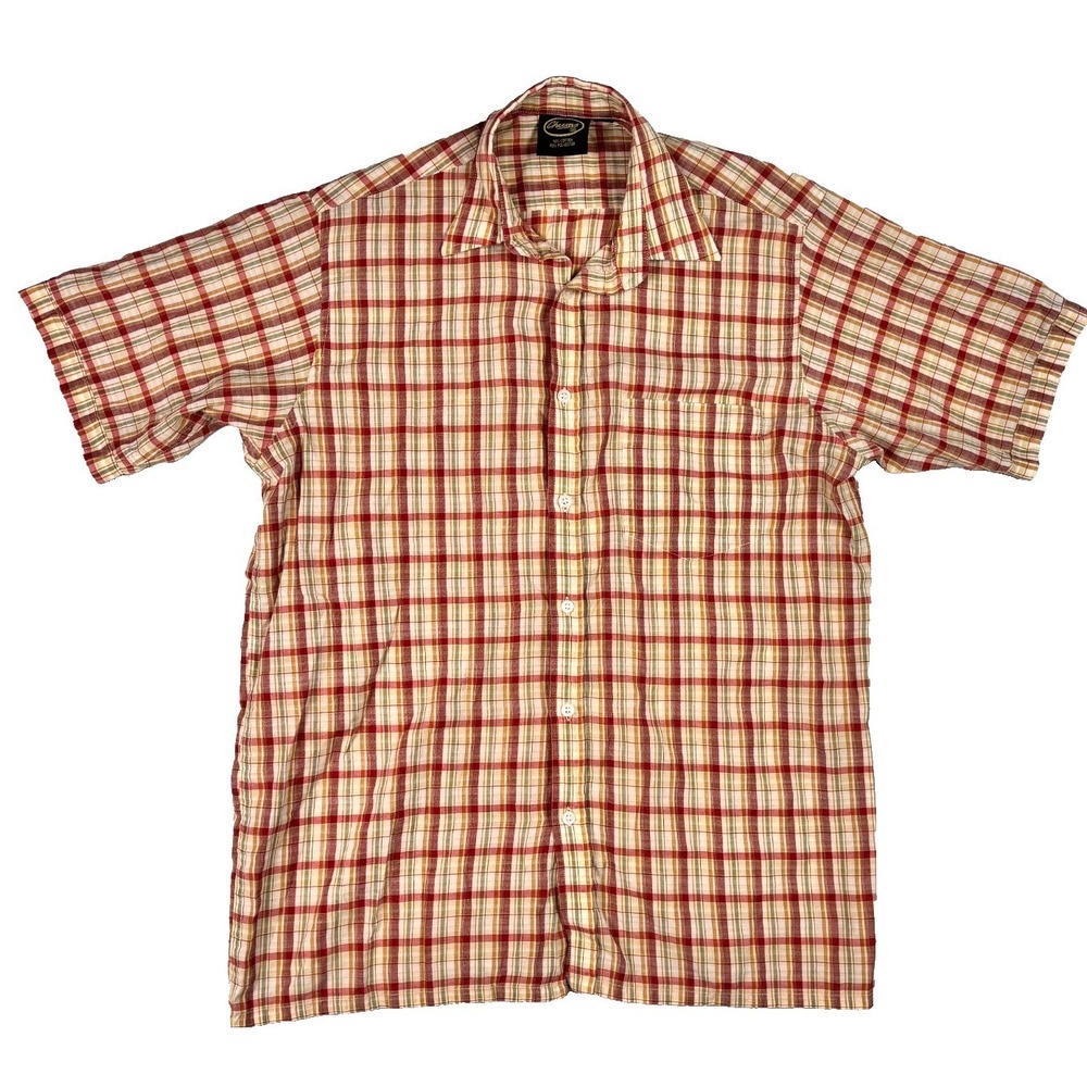 Short Sleeve Shirt Plaid Mens Medium - Vintage CHUMS Red White